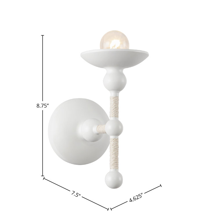 Matte White Coastal Vanity Wall Sconce with Rope Detail