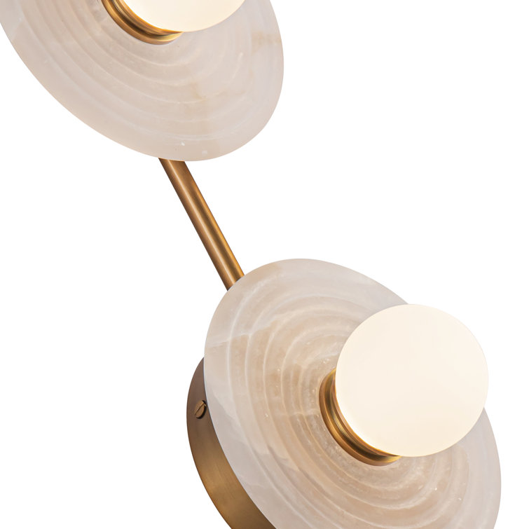 Vintage Brass and Alabaster Dimmable Vanity Light