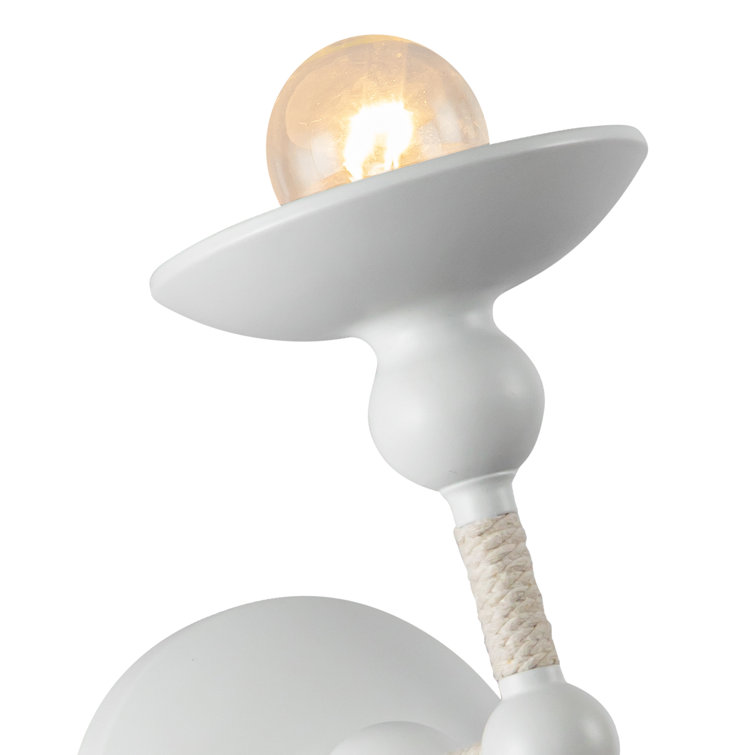 Matte White Coastal Vanity Wall Sconce with Rope Detail