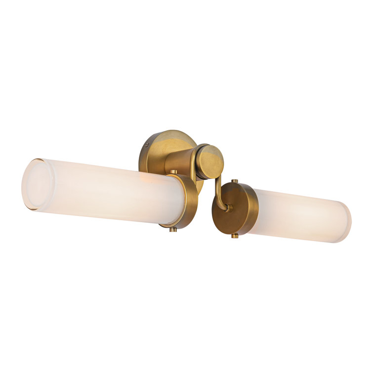 Vintage Brass and Opal Glass 2-Light Vanity Fixture