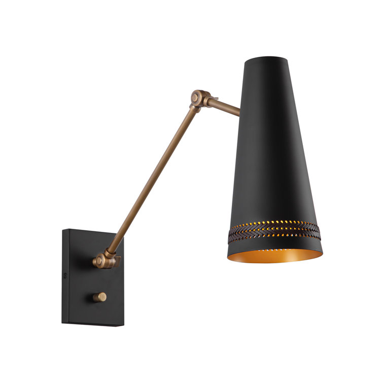 Matte Black and Hazelnut Leather Wall Sconce