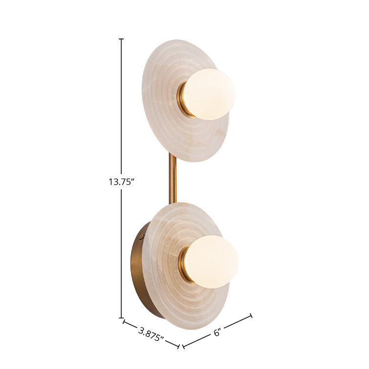Vintage Brass and Alabaster Dimmable Vanity Light