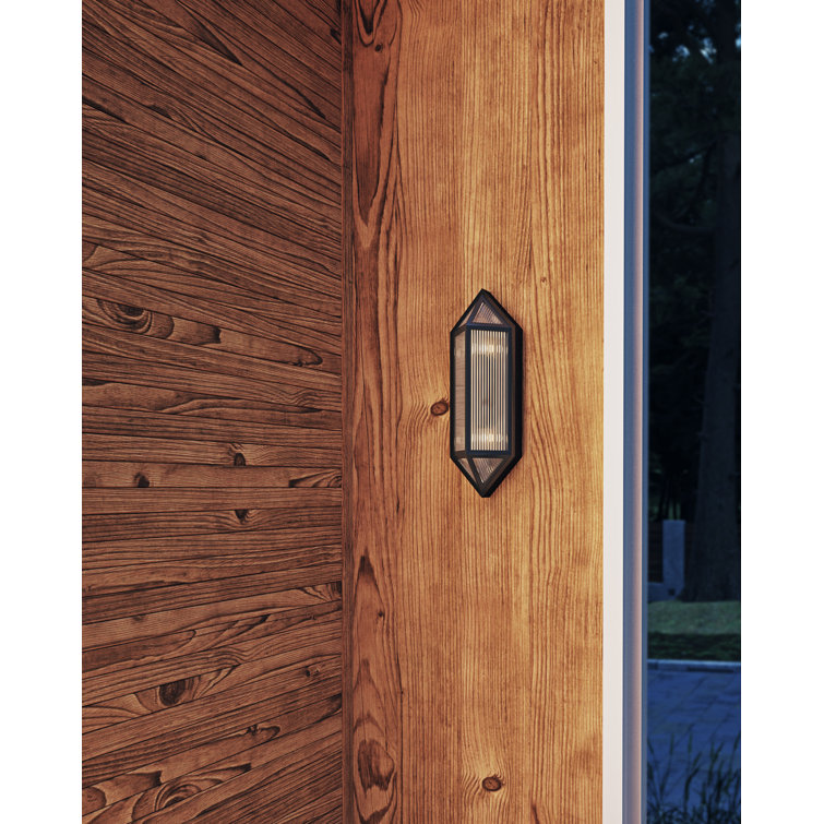 Black Ribbed Glass Modern Lantern Wall Sconce