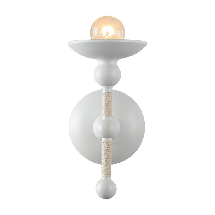 Matte White Coastal Vanity Wall Sconce with Rope Detail