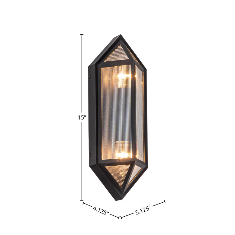 Black Ribbed Glass Modern Lantern Wall Sconce