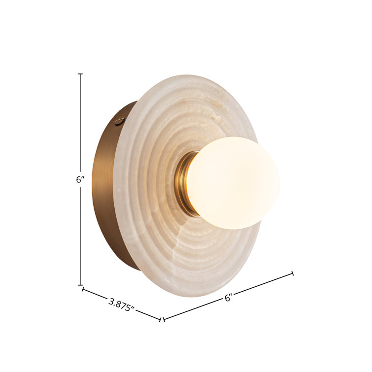 Dahlia Brass and Alabaster Dimmable Bath Sconce