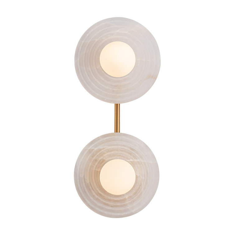 Vintage Brass and Alabaster Dimmable Vanity Light