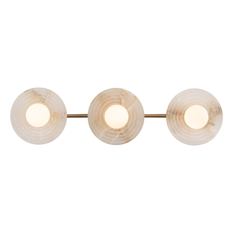 Dahlia 22" Brass and Alabaster 3-Light Vanity Fixture