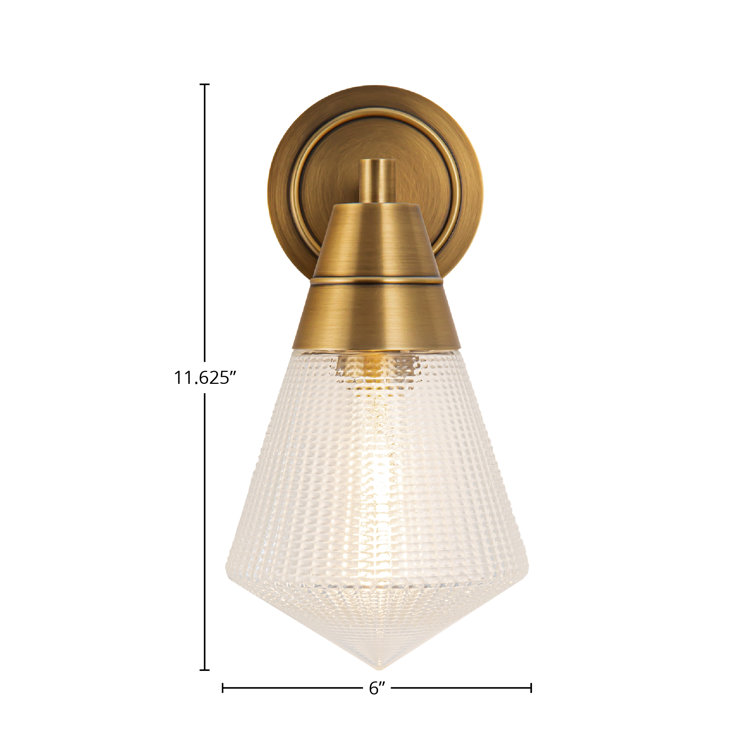 Vintage Brass and Opal Glass Geometric Wall Sconce
