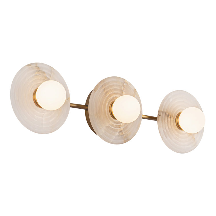 Dahlia 22" Brass and Alabaster 3-Light Vanity Fixture