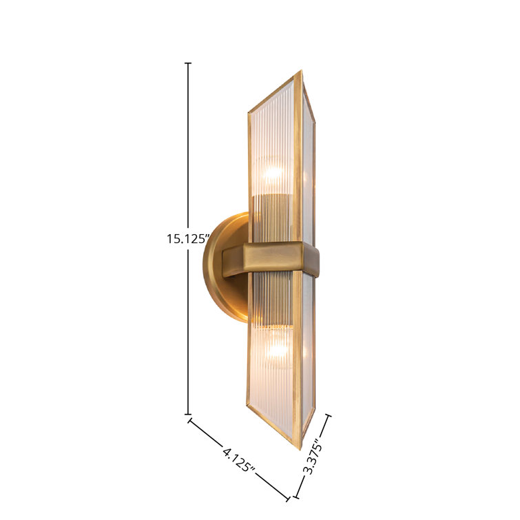 Cairo 15" Ribbed Glass and Brass Vanity Light