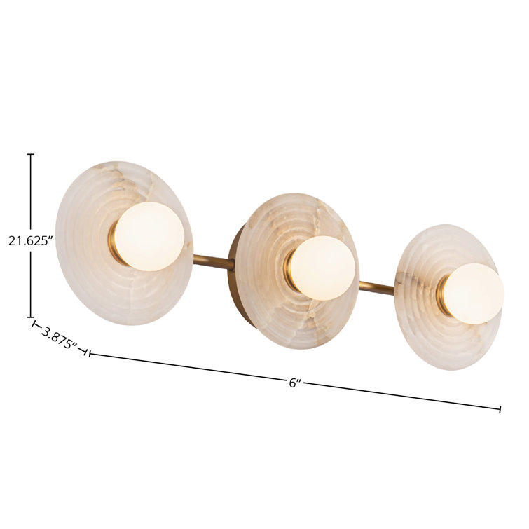 Dahlia 22" Brass and Alabaster 3-Light Vanity Fixture