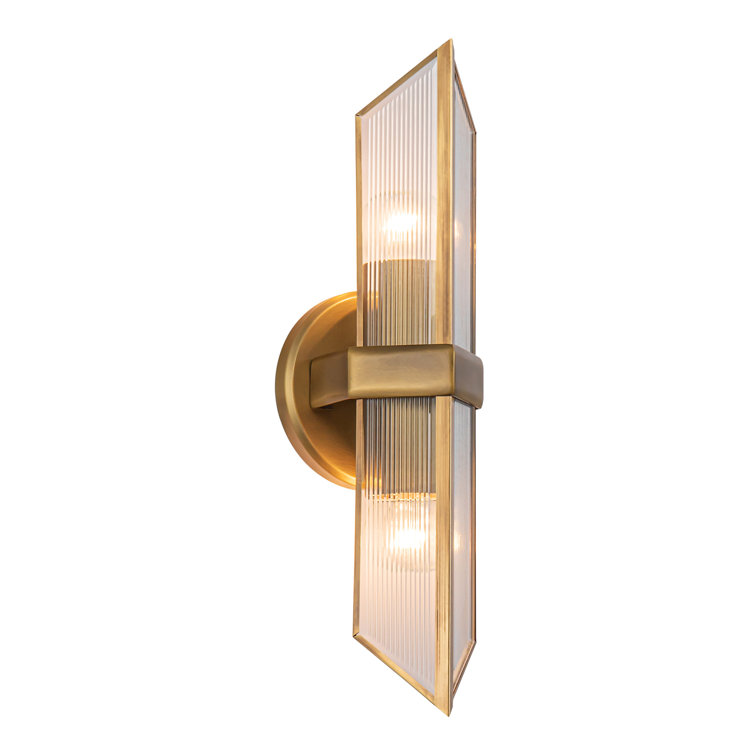 Cairo 15" Ribbed Glass and Brass Vanity Light
