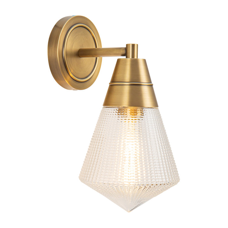 Vintage Brass and Opal Glass Geometric Wall Sconce