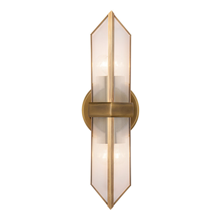 Cairo 15" Ribbed Glass and Brass Vanity Light