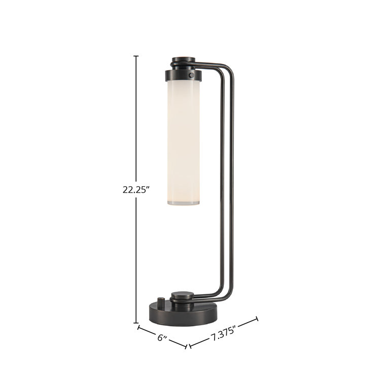 Urban Bronze and Glossy Opal Industrial Table Lamp