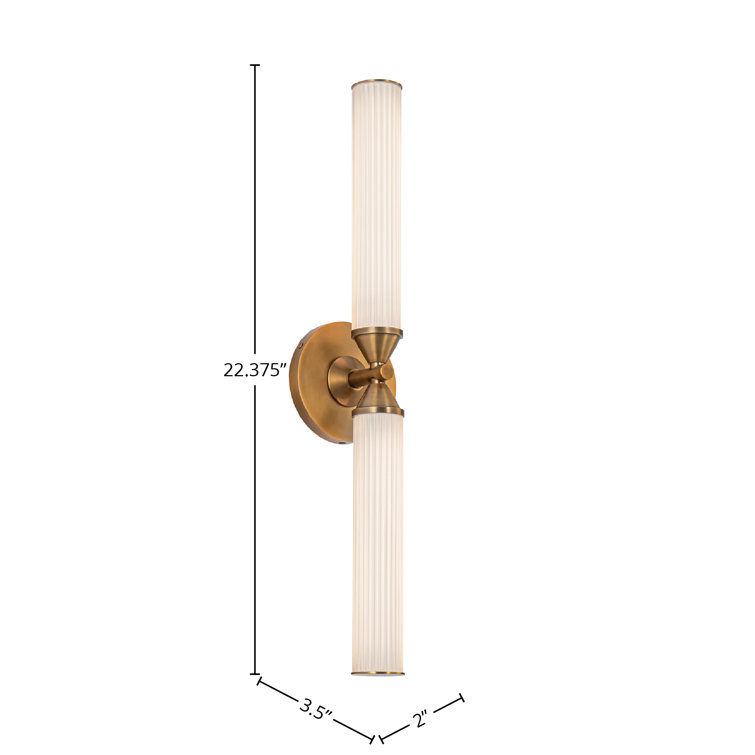 Edwin Vintage Brass and Frosted Ribbed Glass LED Wall Sconce