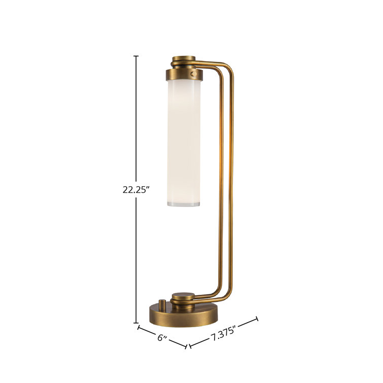 Vintage Brass and Opal Glass Industrial Table Lamp