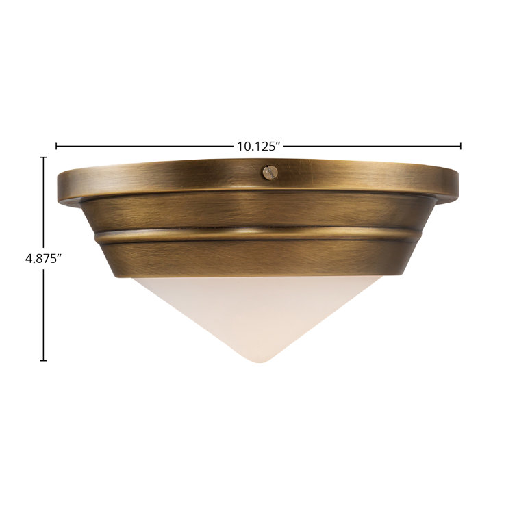 Vintage Brass and Opal Matte Glass Flush Mount Light