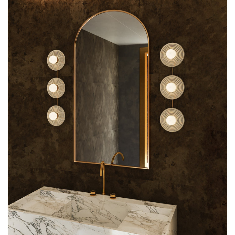 Dahlia 22" Brass and Alabaster 3-Light Vanity Fixture