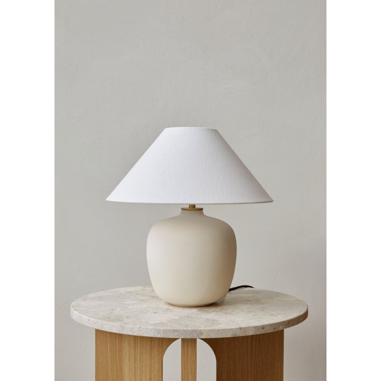 Natural Oak and Stone Round Side Table with Cross Legs