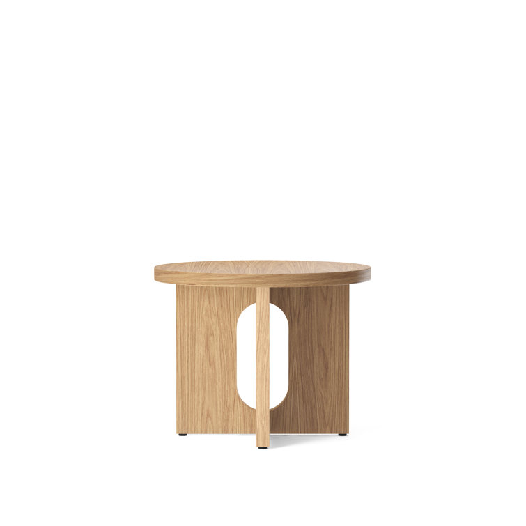 Natural Oak and Stone Round Side Table with Cross Legs