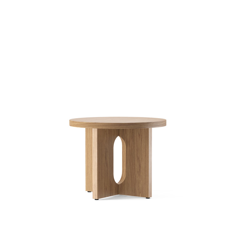 Natural Oak and Stone Round Side Table with Cross Legs