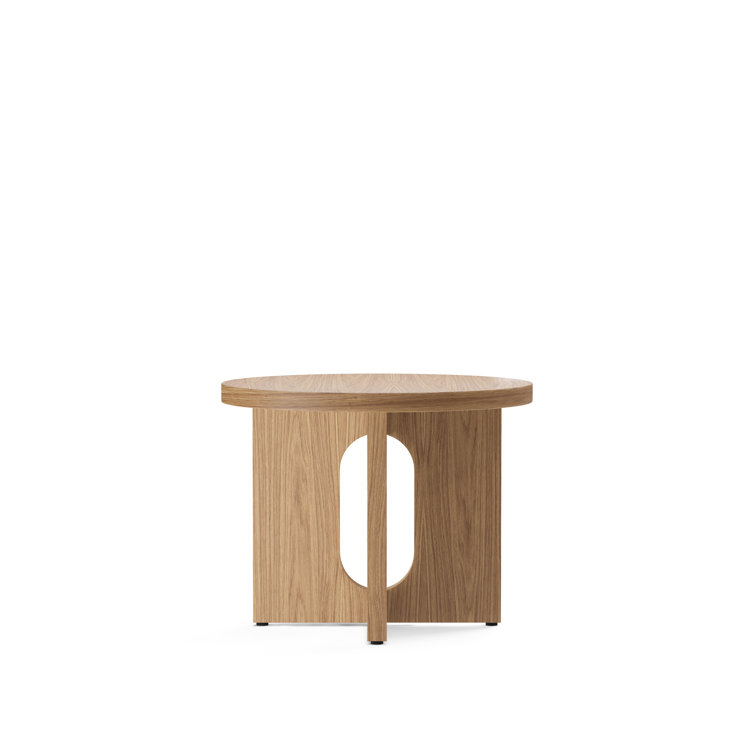 Natural Oak and Stone Round Side Table with Cross Legs