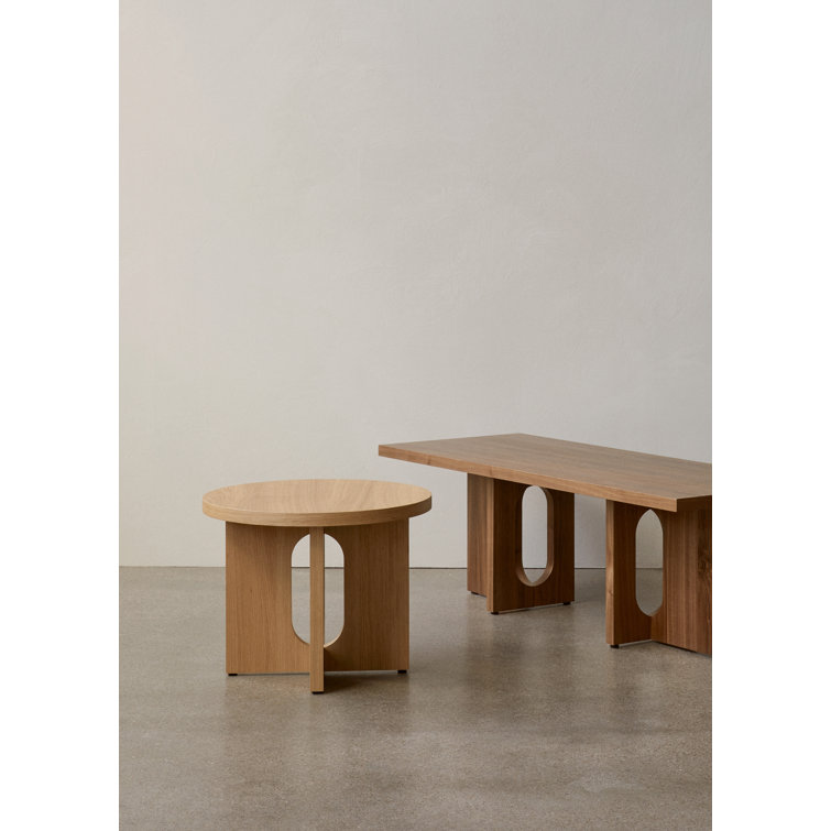 Natural Oak and Stone Round Side Table with Cross Legs