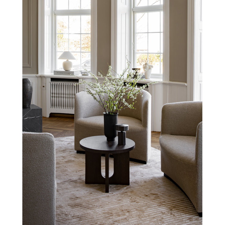 Natural Oak and Stone Round Side Table with Cross Legs