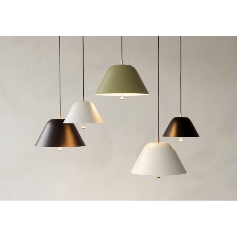 Black and Brass Glass LED Cone Pendant Light