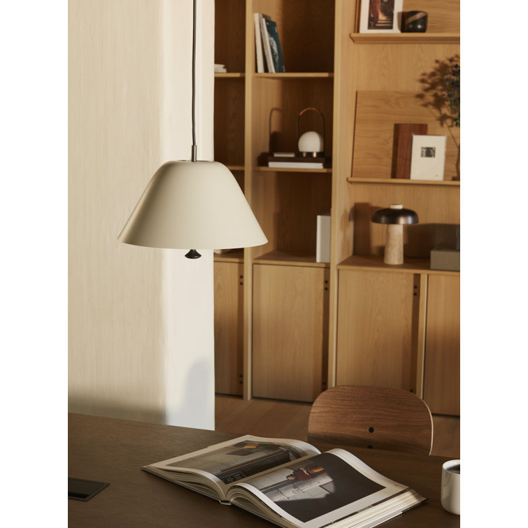 Black and Brass Glass LED Cone Pendant Light