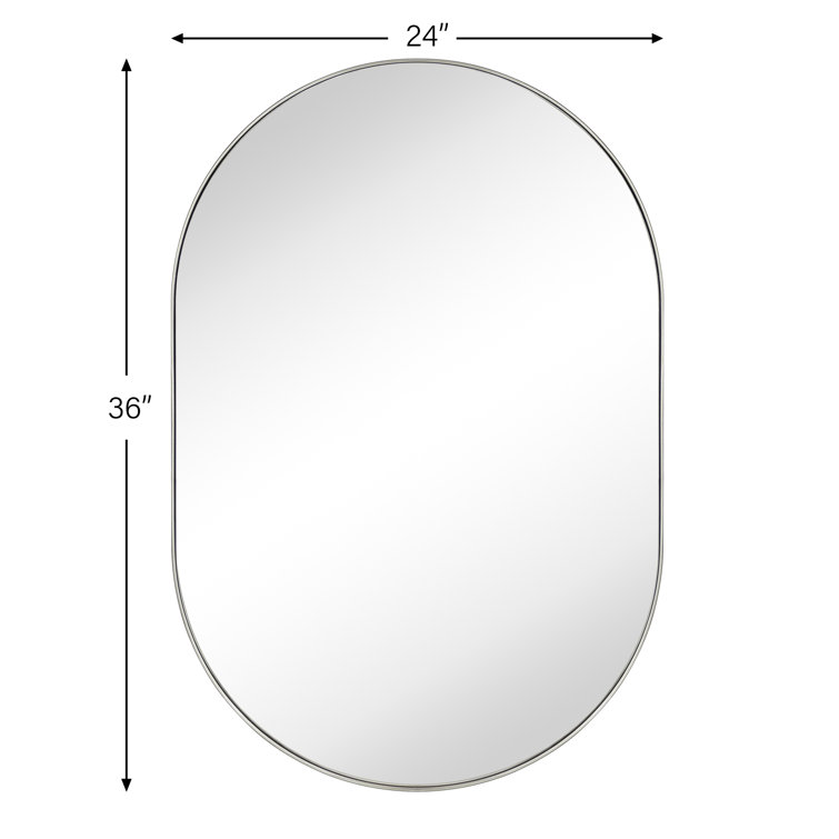 Brushed Nickel Oval Metal Bathroom Vanity Mirror
