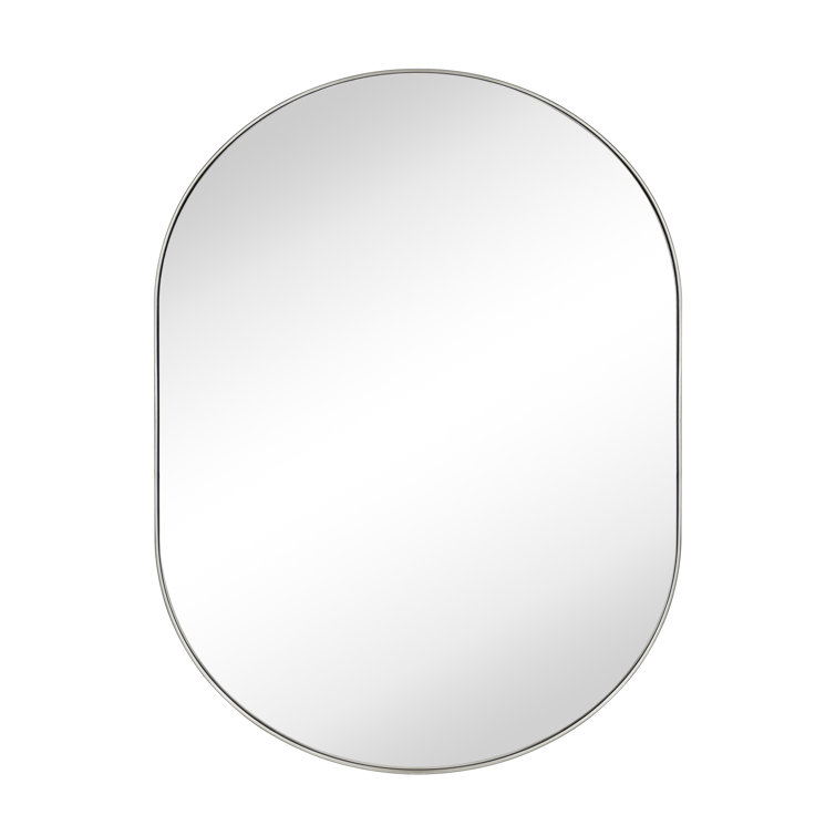 Brushed Nickel Oval Metal Bathroom Vanity Mirror