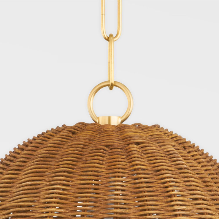Aged Brass Globe Pendant Light with White Glass Shade