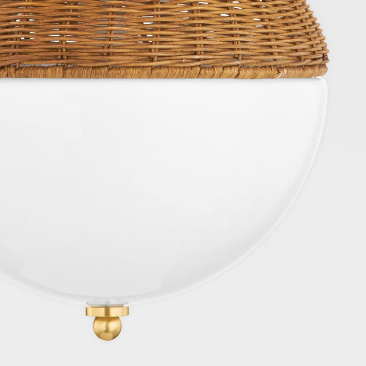 Aged Brass Globe Pendant Light with White Glass Shade
