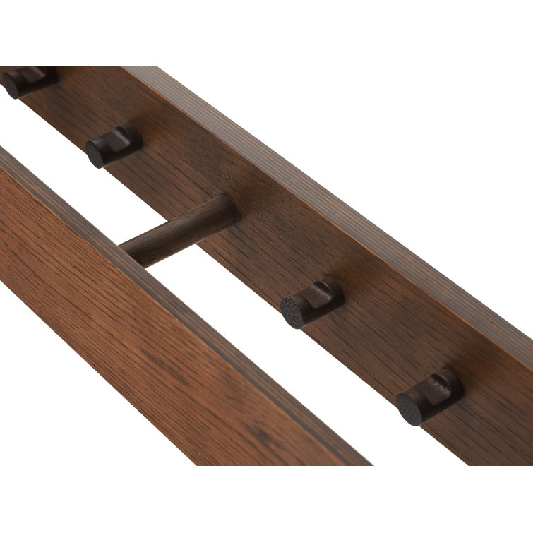 Epoch Dark Stained Oak Wall Mounted Coat Rack with Shelf