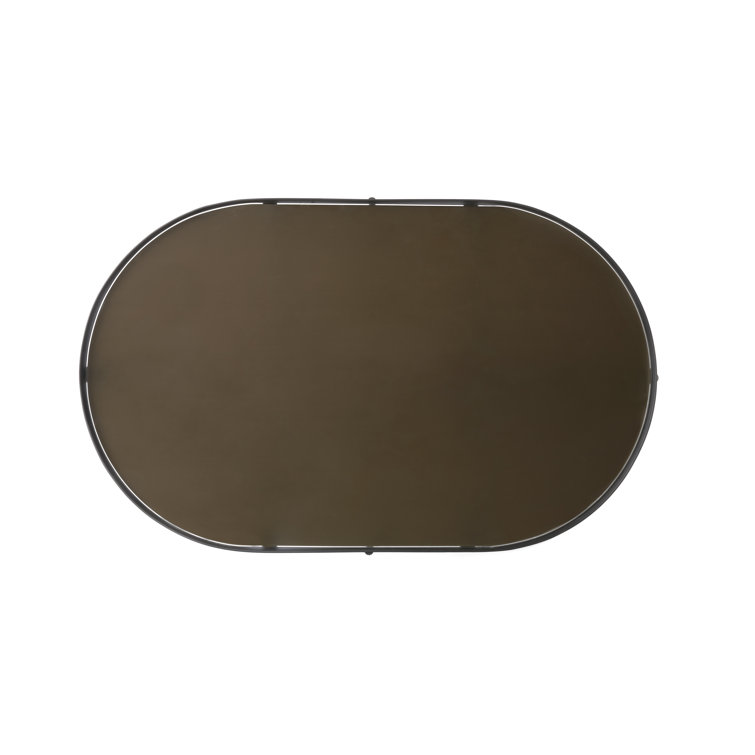 Large Brown Oval Glass Coffee Table with Slim Legs