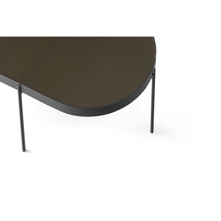 Large Brown Oval Glass Coffee Table with Slim Legs