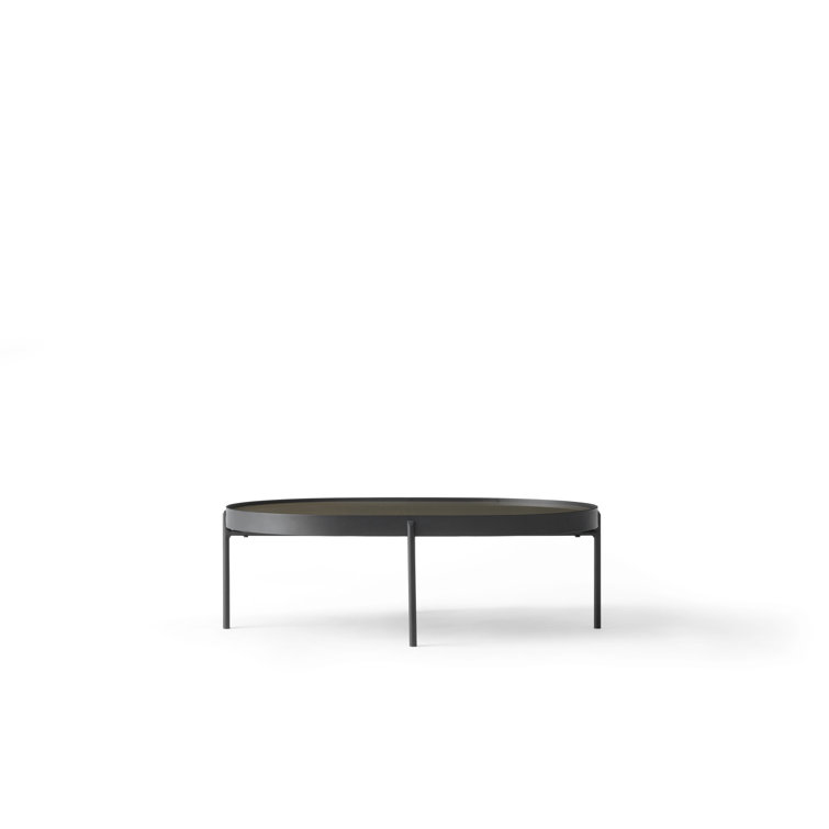 Large Brown Oval Glass Coffee Table with Slim Legs