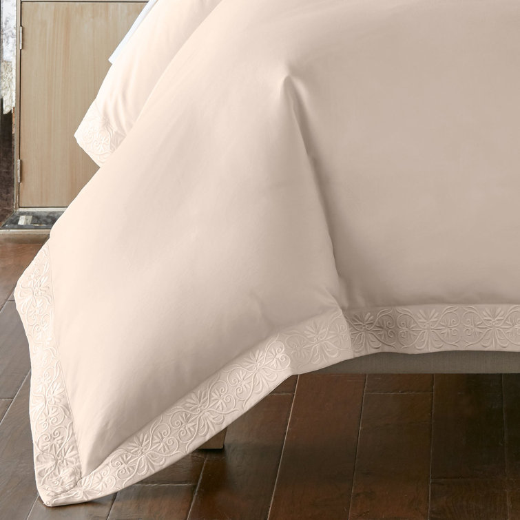 Soft Peach King Cotton Embroidered Duvet Cover Set