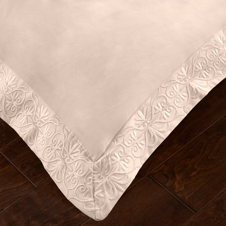 Soft Peach King Cotton Embroidered Duvet Cover Set