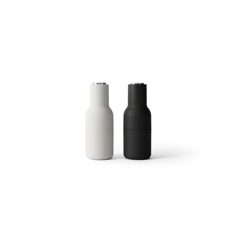 Ash & Carbon Ceramic Bottle Shaped Salt and Pepper Grinder Set