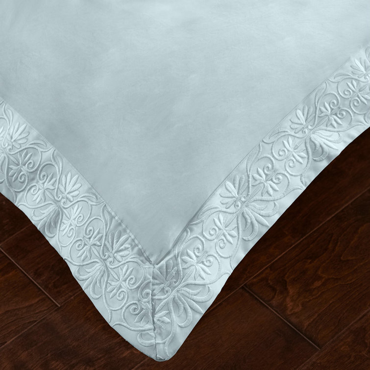 Spa Blue Cotton King Duvet Cover Set with Shams