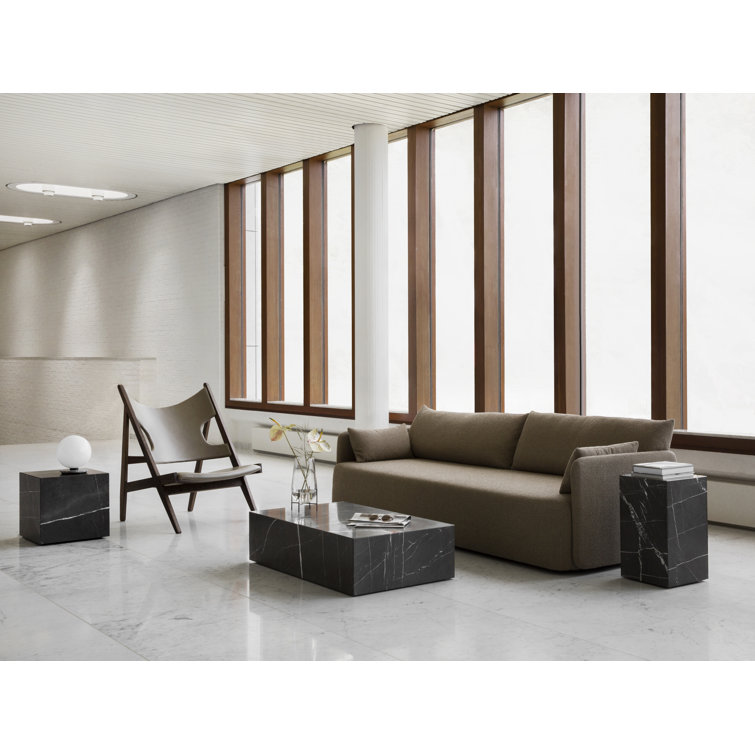 Gray Kendzo Rectangular Genuine Marble Coffee Table