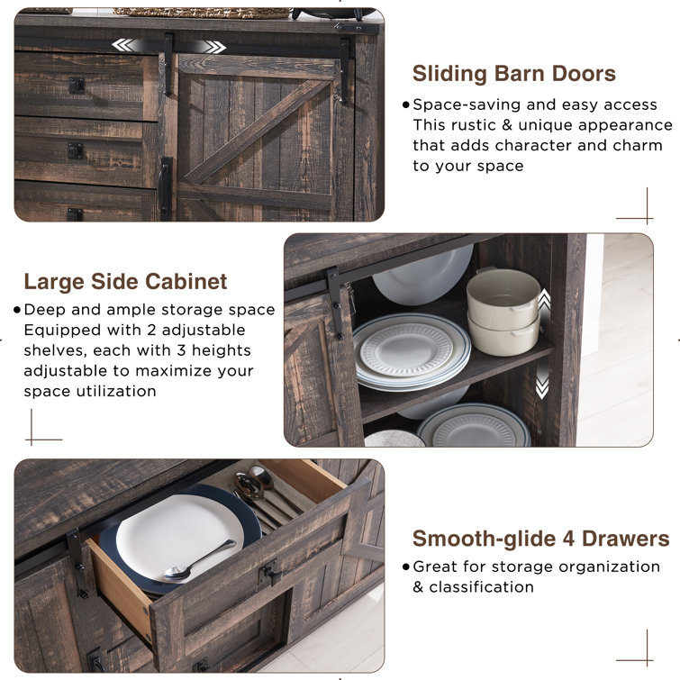 Dark Rustic Oak Farmhouse Chest with Sliding Barn Doors
