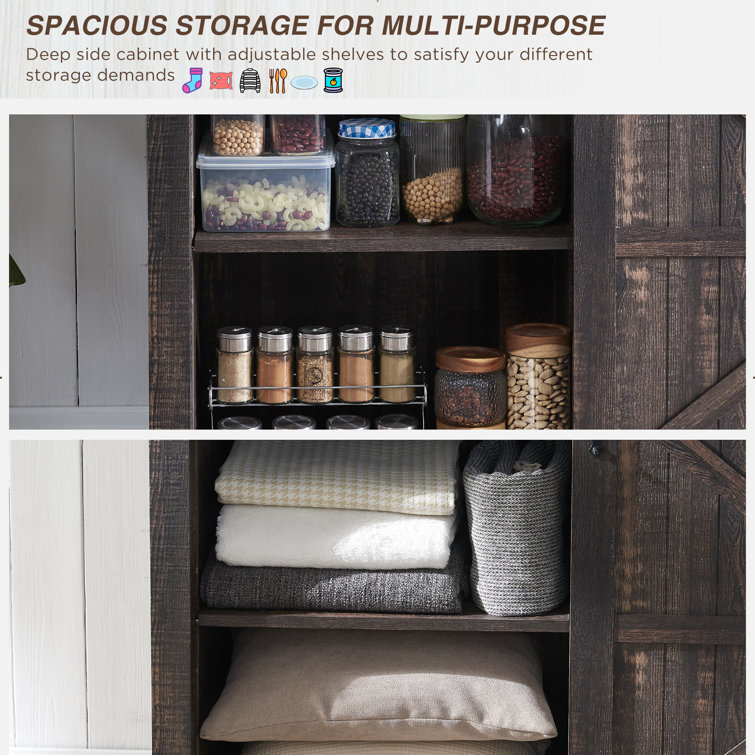 Dark Rustic Oak Farmhouse Chest with Sliding Barn Doors