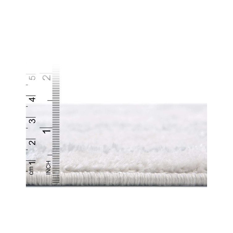 Elegant White Silver Trellis 10' x 14' Easy-Care Area Rug