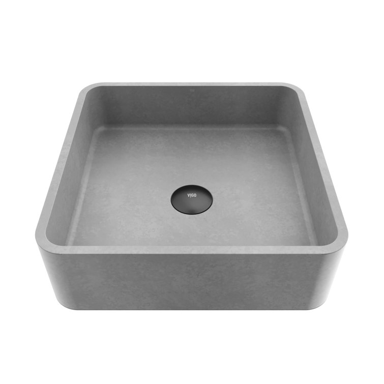 Gray Concrete Square Above-Counter Vessel Sink