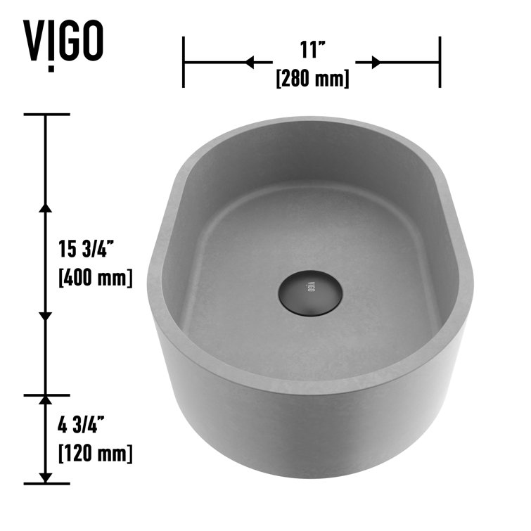 Giralda Gothic Gray Stone Oval Vessel Bathroom Sink